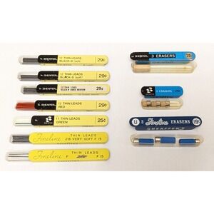 Vintage SHEAFFER Mixed LEAD Lot For Mechanical Pencil Red Black Eraser Tins